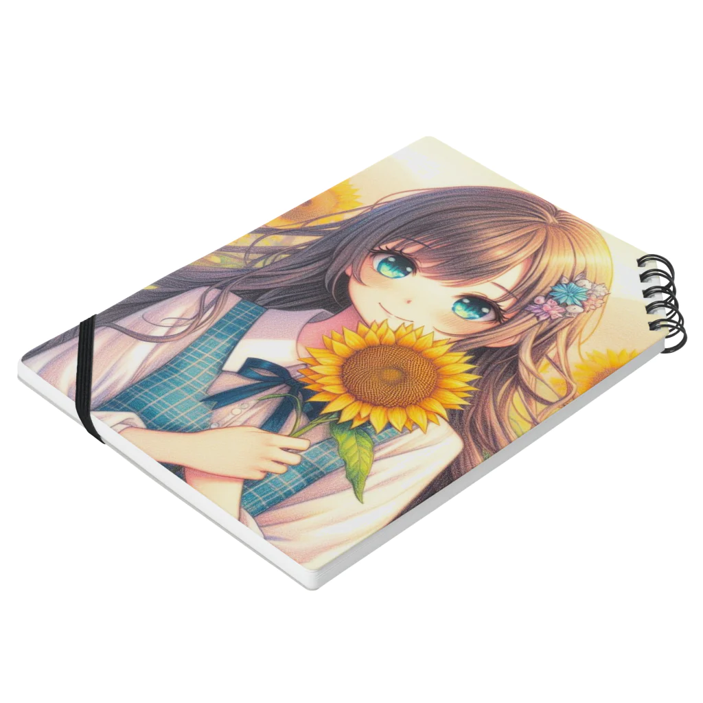 推しの美少女とアイドルの向日葵と笑顔が素敵な女の子 Notebook :placed flat