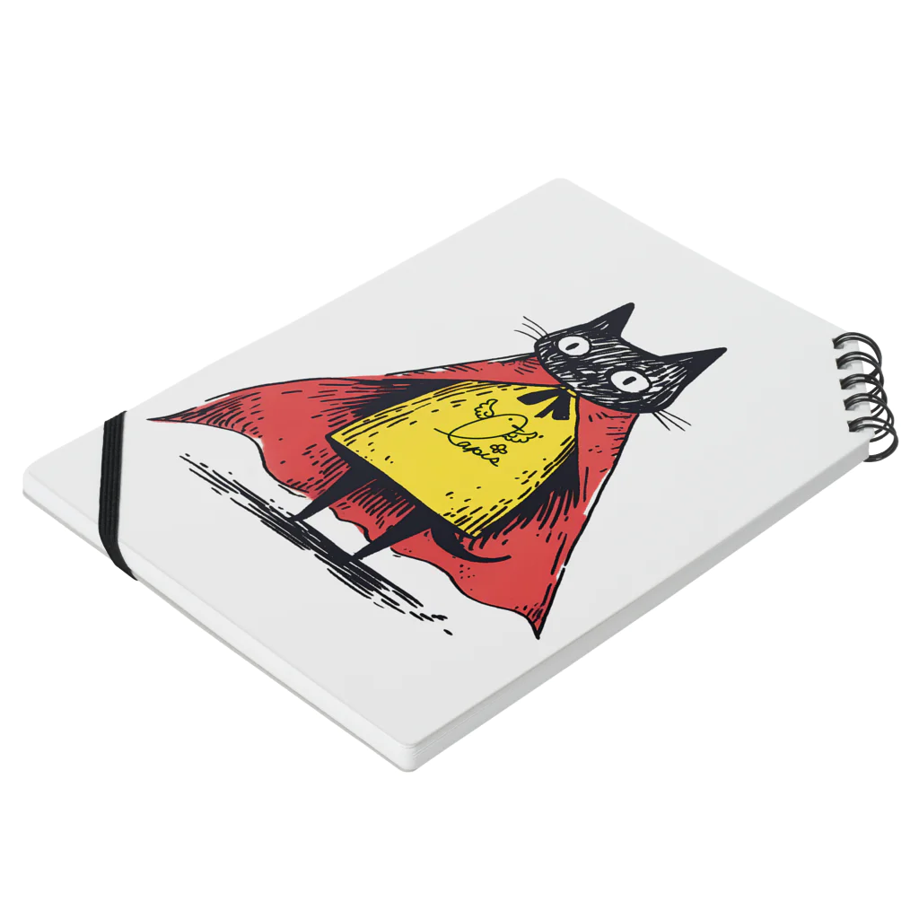 Lapis SHOPの黒猫ヒーロー Notebook :placed flat