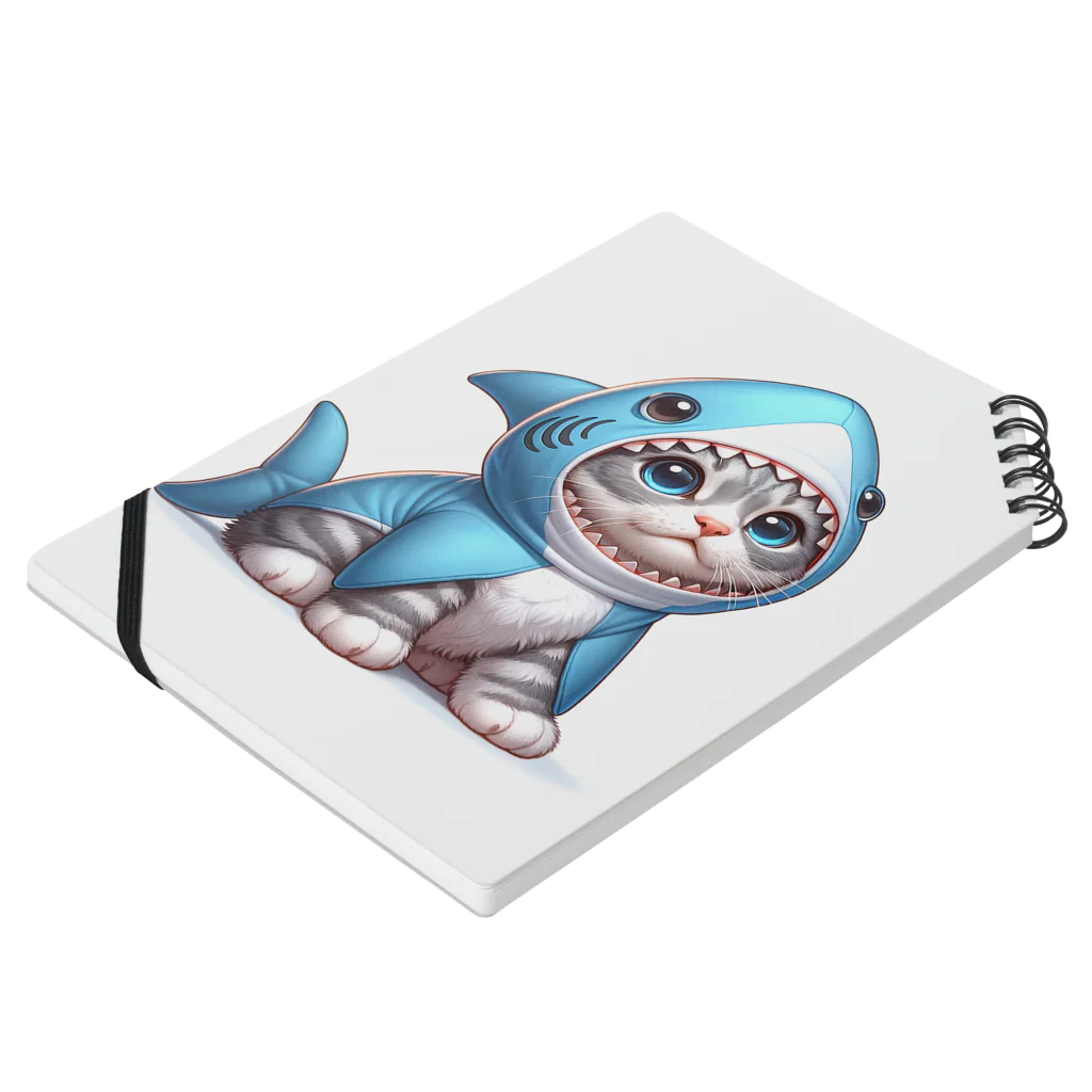 IloveCatのサメのフードを被った子猫 Notebook :placed flat