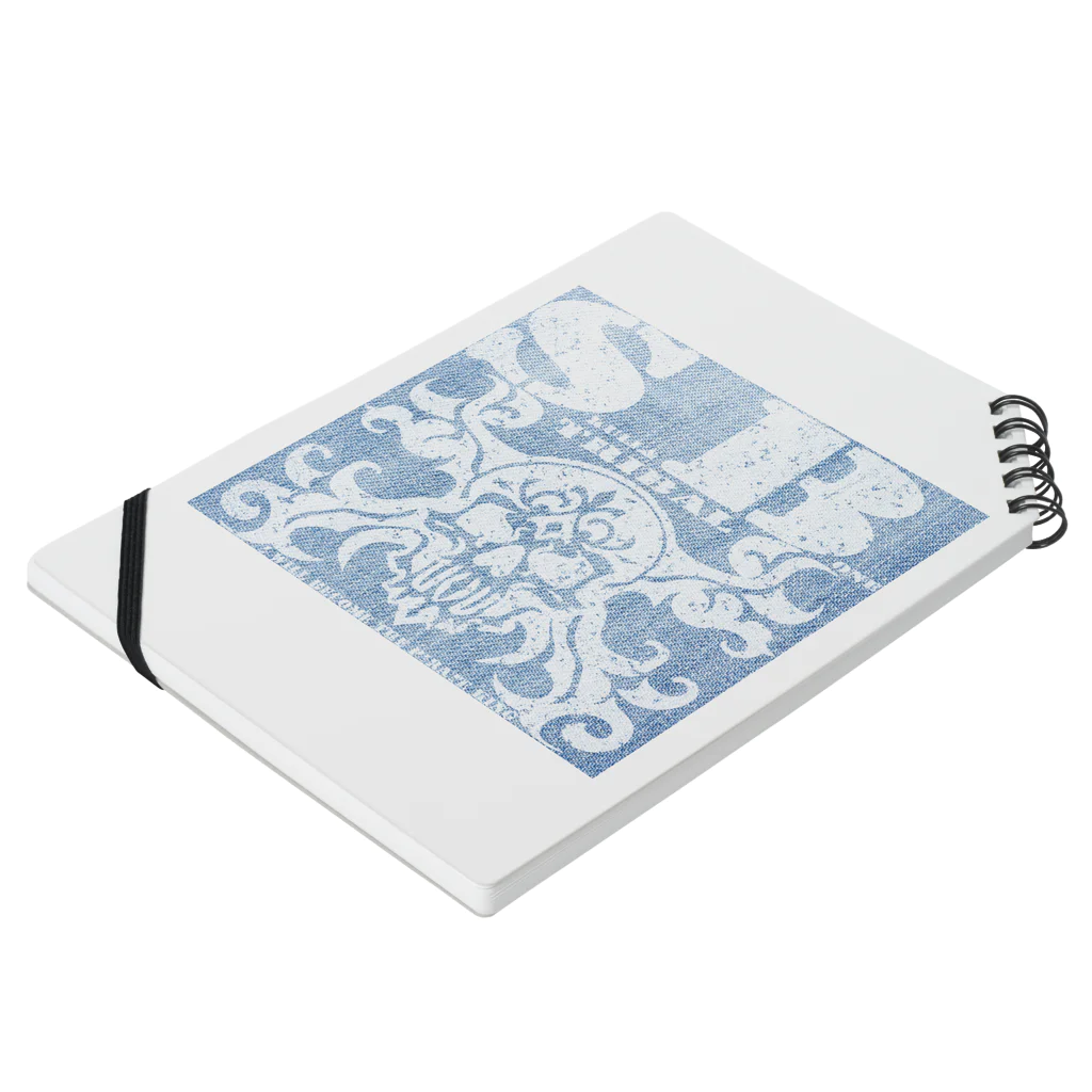 Ａ’ｚｗｏｒｋＳのSKULL&BONE TRIBAL GRUNGE WHT ON DENIM Notebook :placed flat