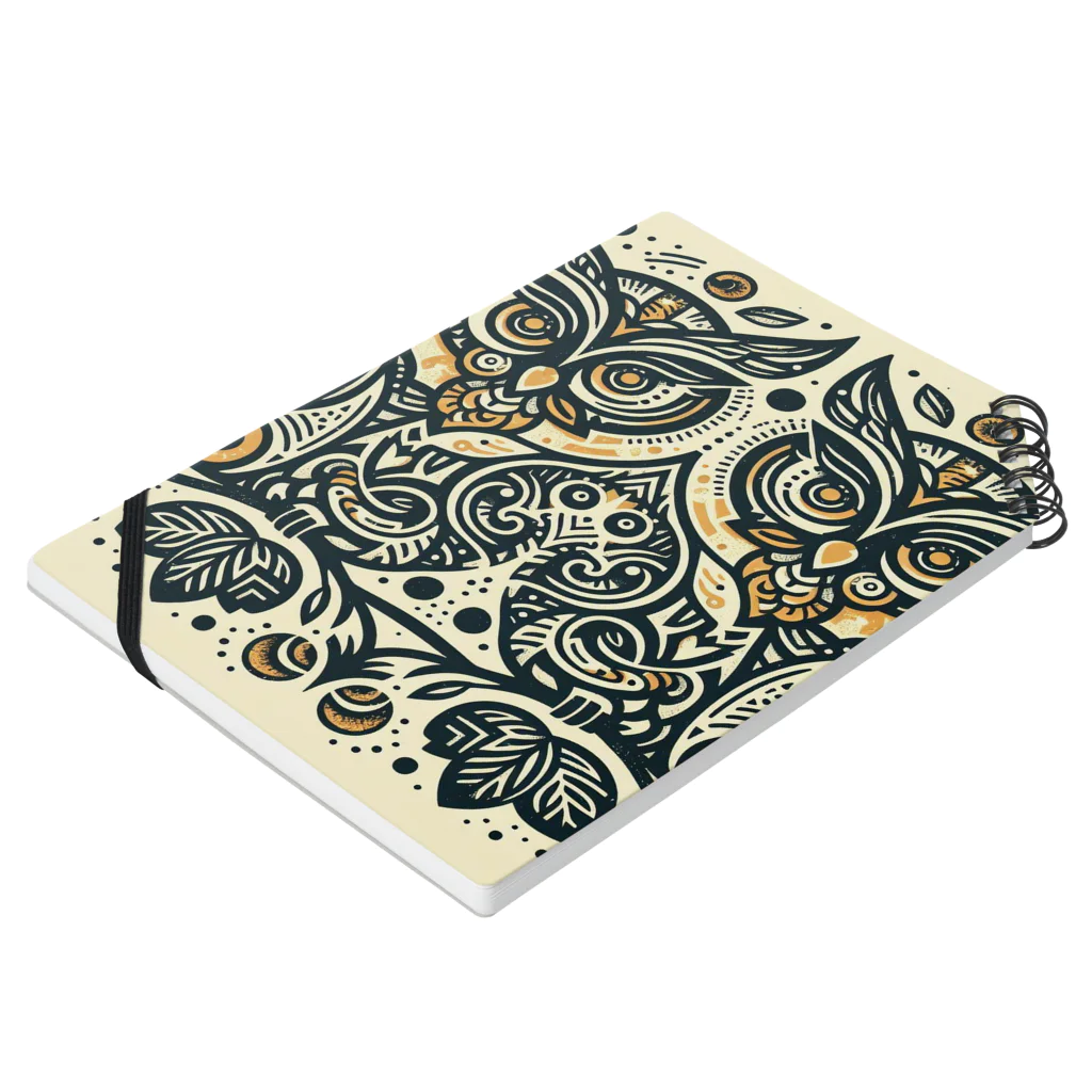 kotpopのSymmetrical Owls Notebook :placed flat