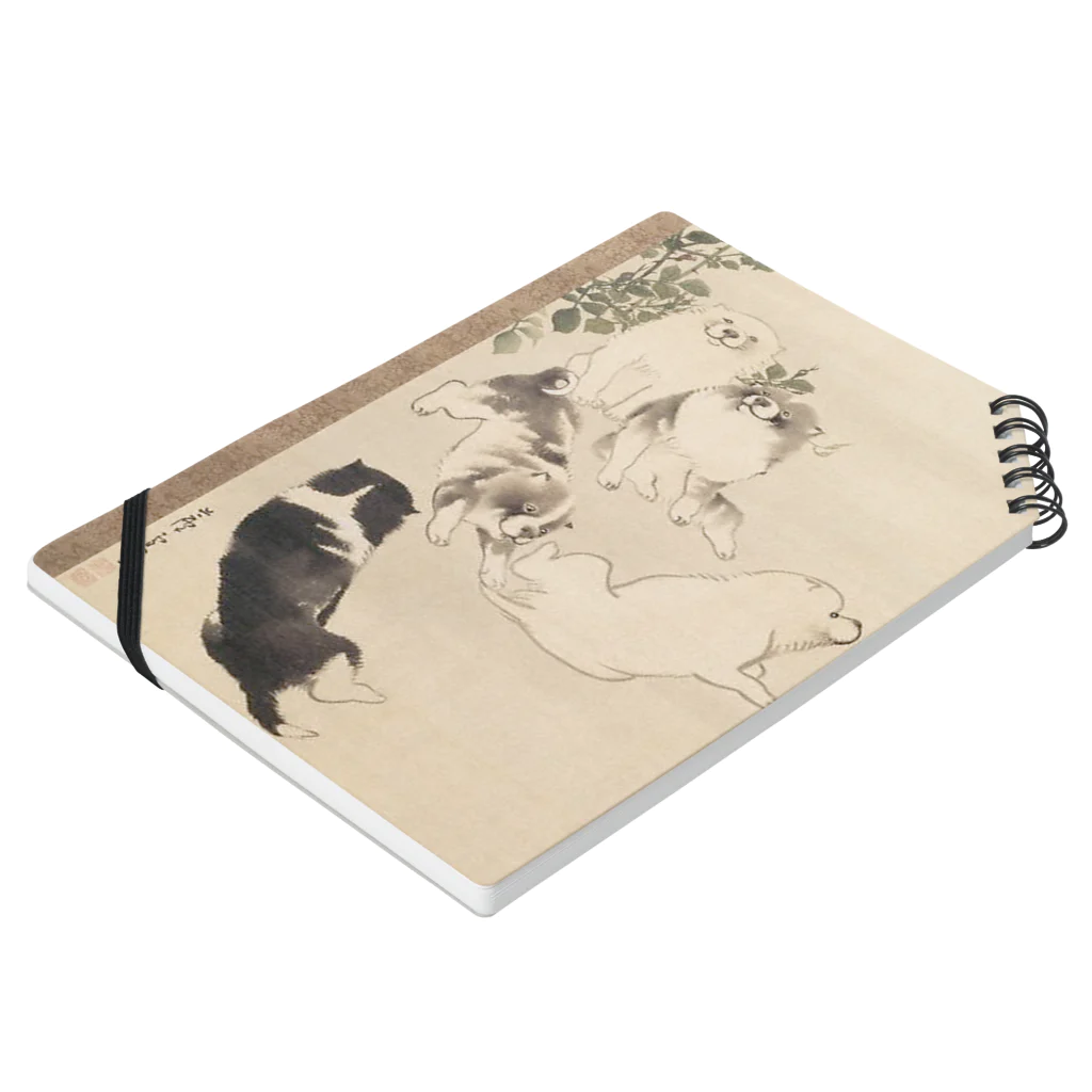 浮世絵ショップ のどぐろ　UKIYOE SHOP NODOGUROの犬『薔薇蝶狗子図』/ Roses, Butterfly and Puppies ノートの平置き