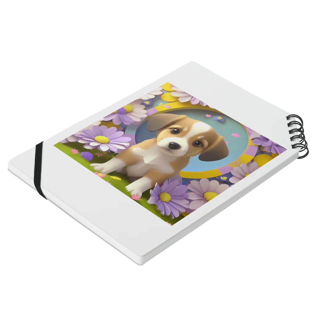 chan-takehaniの陽気な子犬と春の花々 Notebook :placed flat