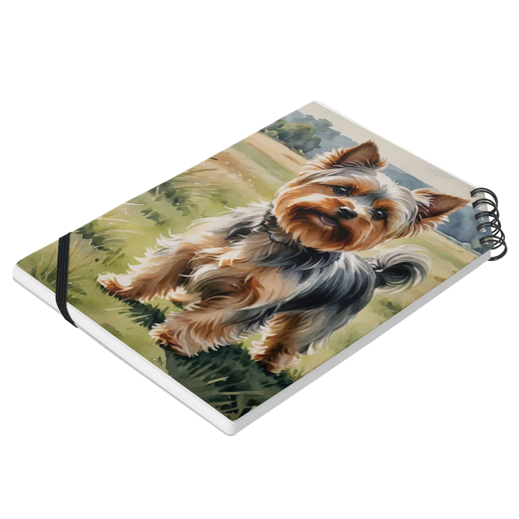 Animal Illustration shopのヨークシャー・テリア　Yorkshire Terrier　水彩画風 Notebook :placed flat