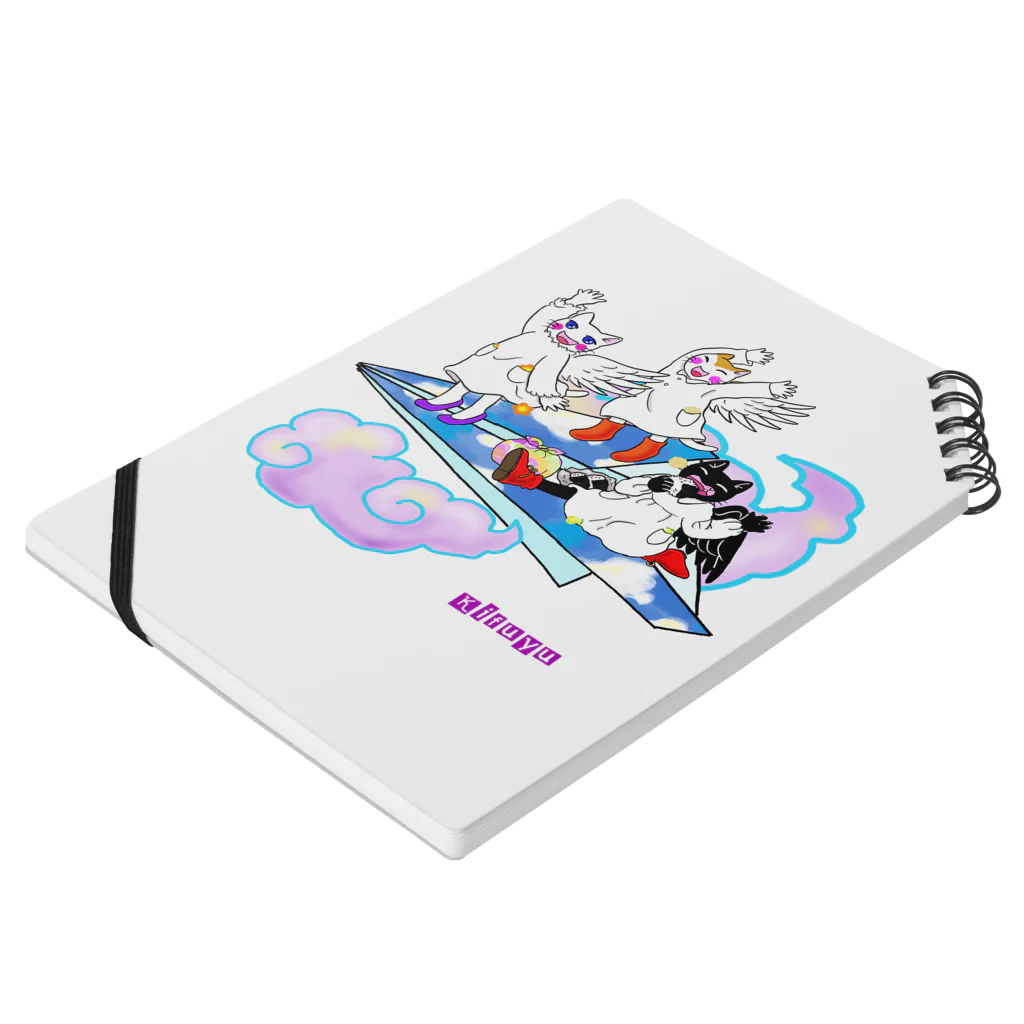 Kifuyuの猫の天使紙飛行機 Notebook :placed flat