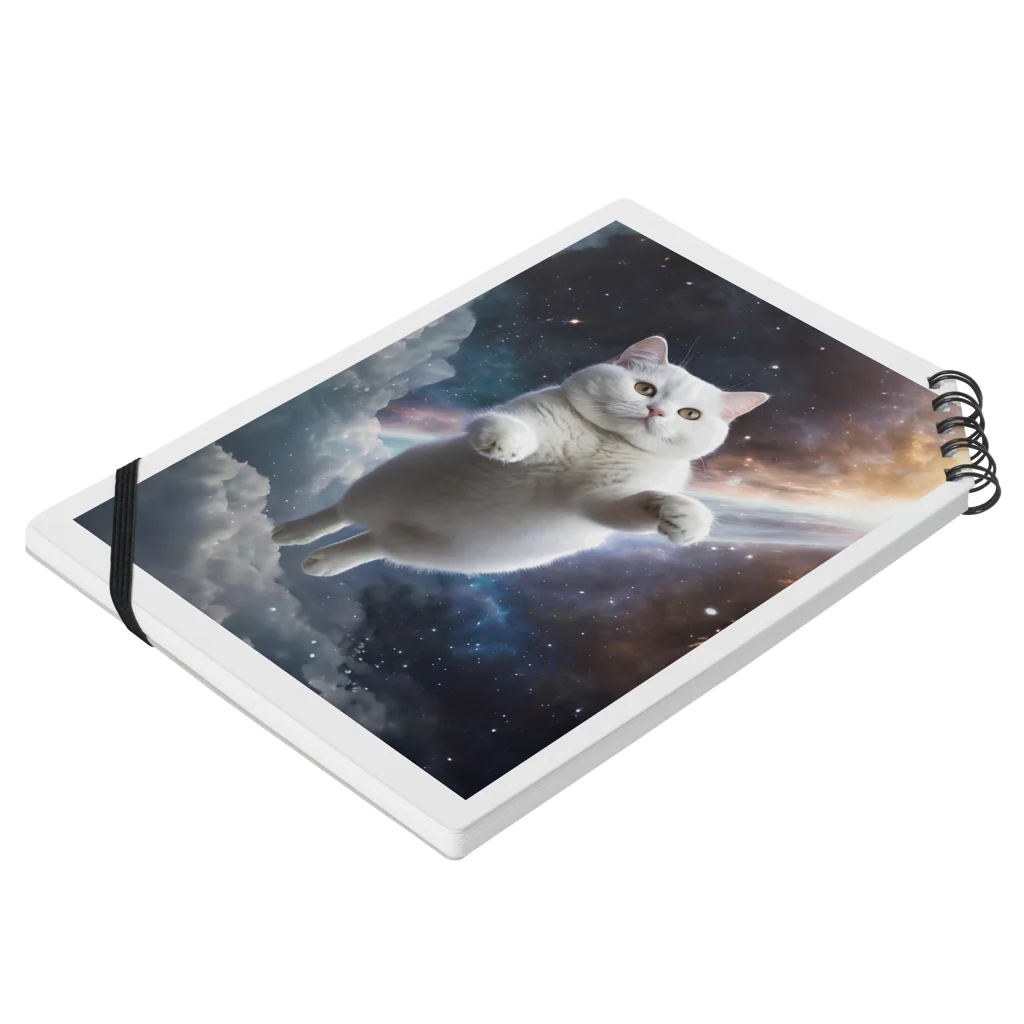 宇宙猫グッズ多数! ねこねこ製作所の【 宇宙猫 】夢見る白猫ver Notebook :placed flat