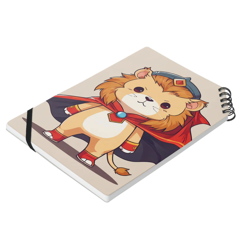 ganeshaのスーパーヒーローのマントを着たかわいいライオン Notebook :placed flat