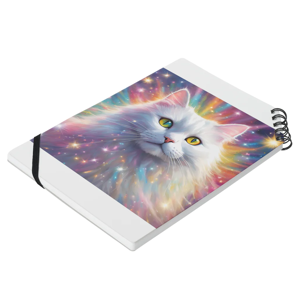はなにゃんのおうちの虹色に輝くかわいい白猫ちゃん2 Notebook :placed flat