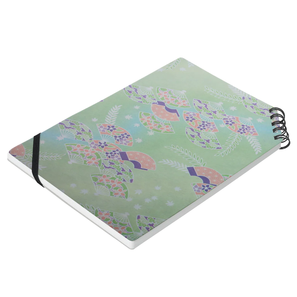 アリスの扇と花の和柄 Notebook :placed flat