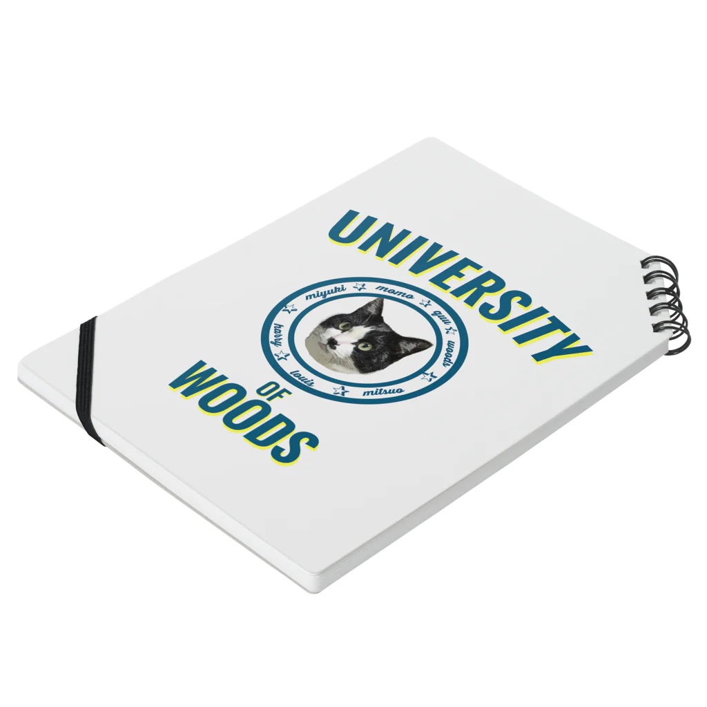 おだちゃんと7匹の猫たちのWOODS UNIVERSITY Notebook :placed flat