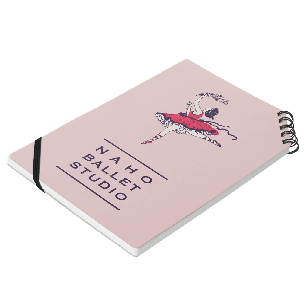 NAHO BALLET STUDIOの夢見るバレリーナ_ロゴ Notebook :placed flat