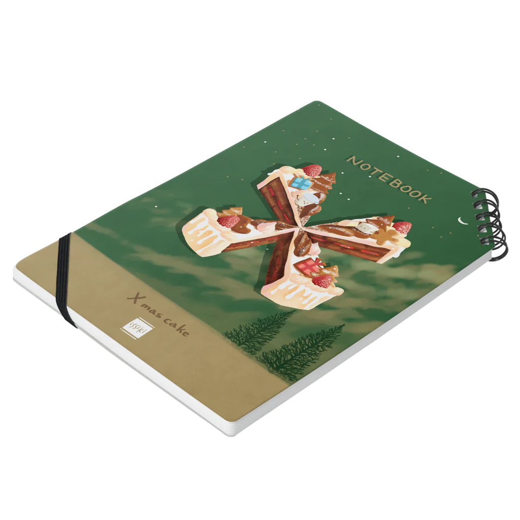 喫茶角砂糖の【Ｘ】Ｘｍａｓケーキ Notebook :placed flat