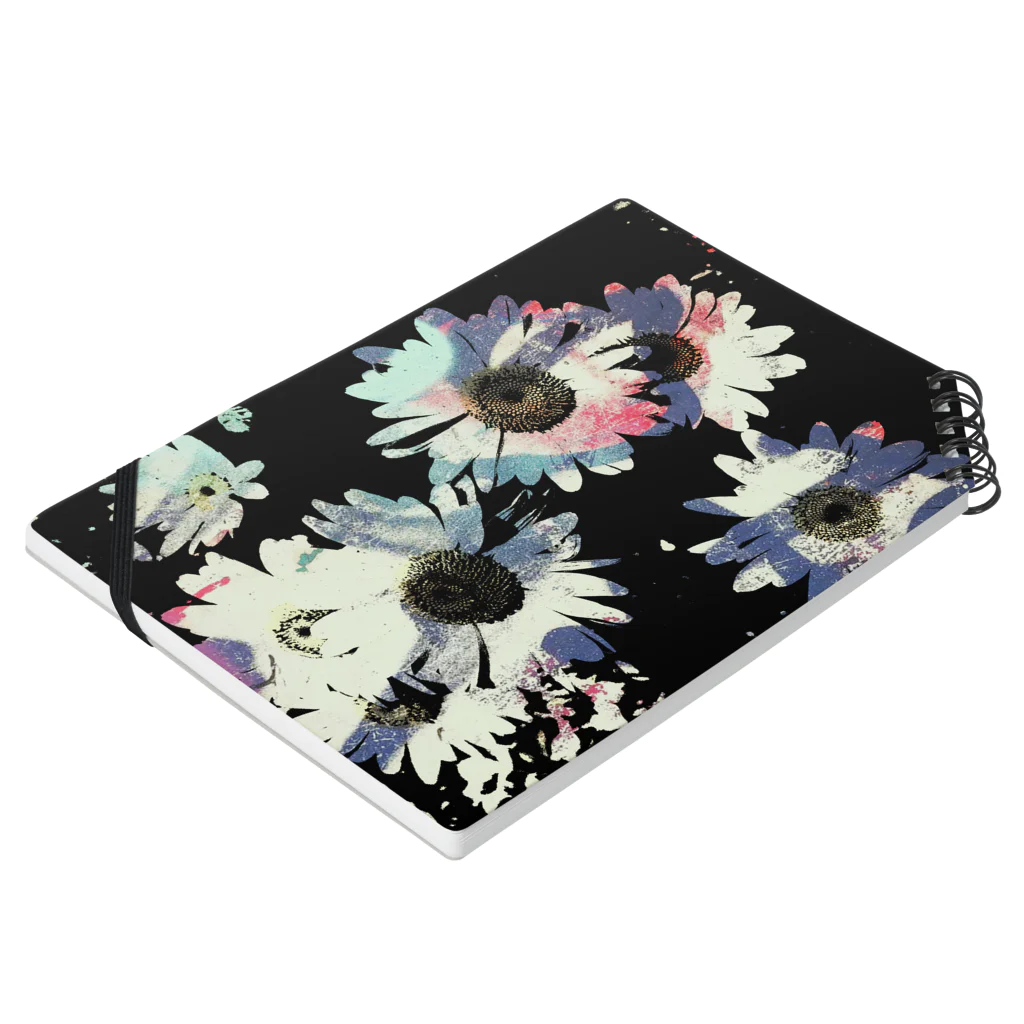 lenhung2108のblack daisy Notebook :placed flat