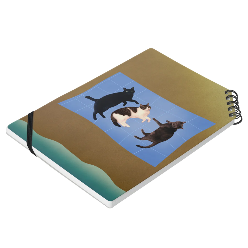 宇宙猫たちの日常のビーチでくつろぐ宇宙猫 Notebook :placed flat