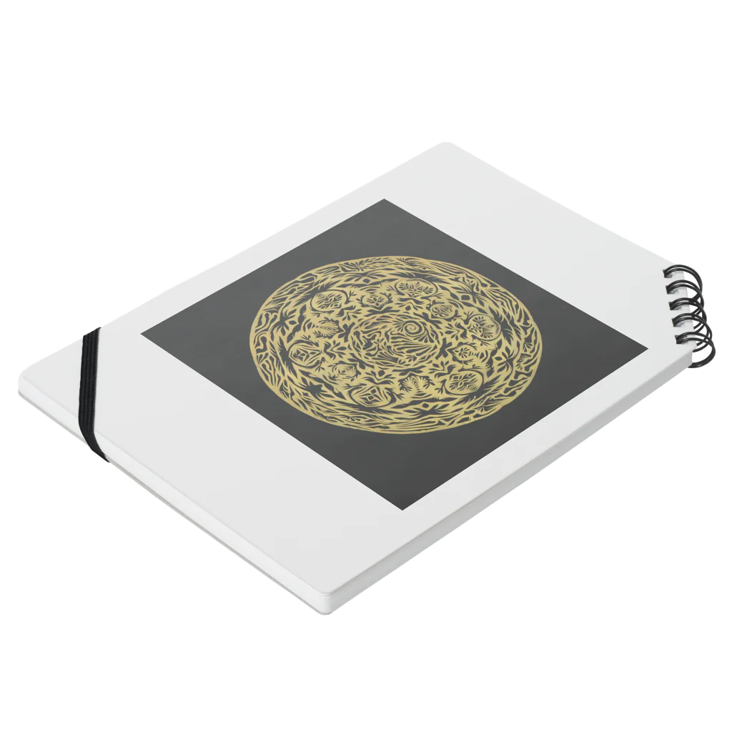 Maru ⭕ MandalaのMaru ⭕ Mandala 繁栄(黒) Notebook :placed flat