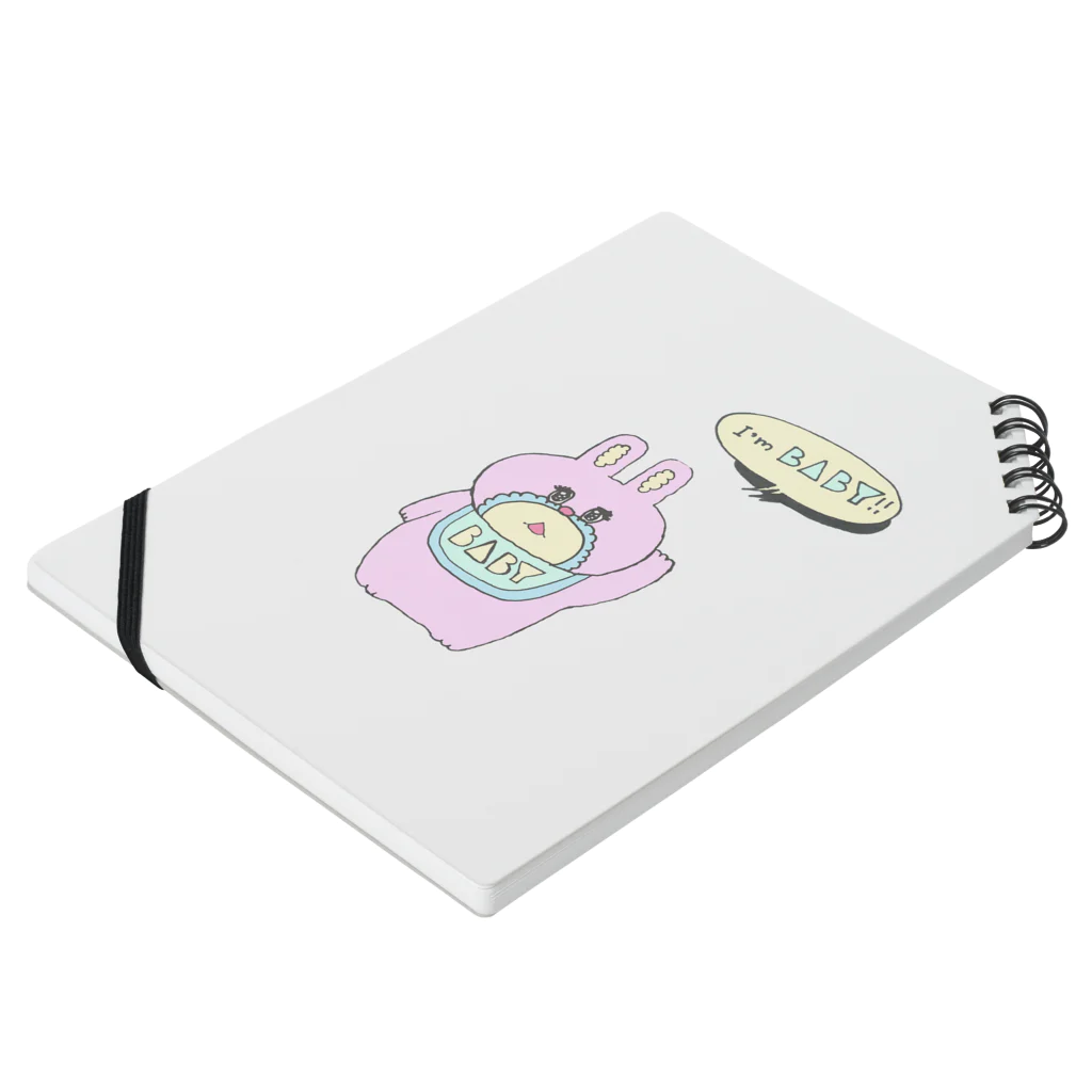 【Yuwiiの店】ゆぅぅぃーのうさBABY Notebook :placed flat