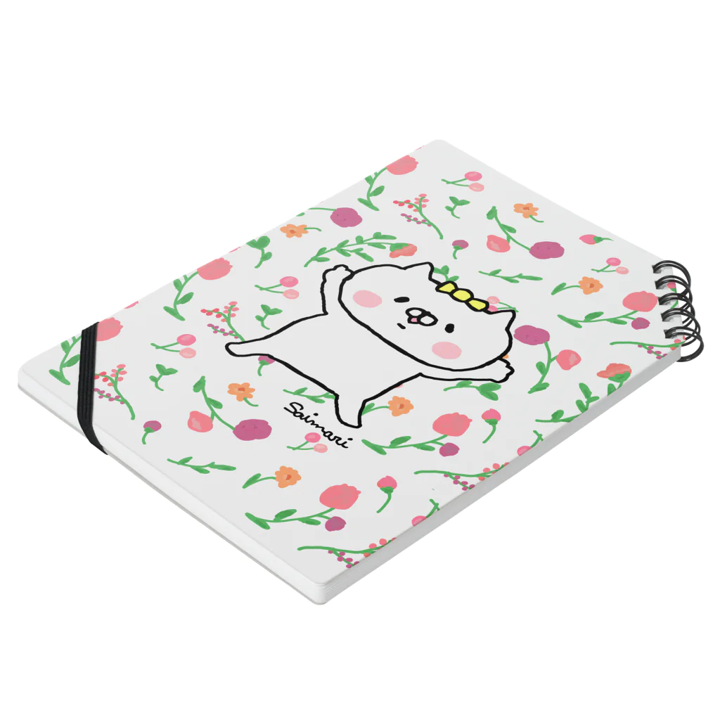 saimari＠LINEスタンプ販売中の愛ある毒吐きにゃんこ花柄 Notebook :placed flat