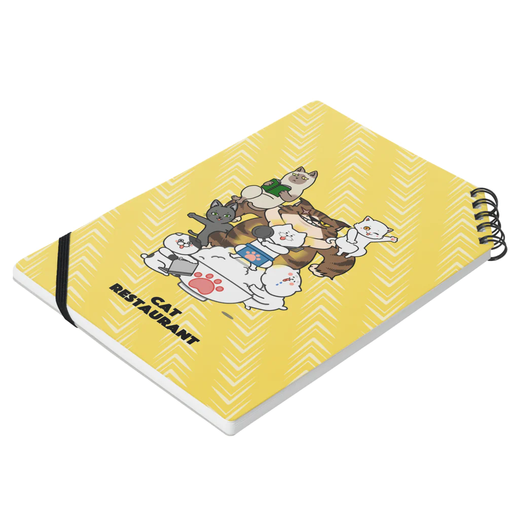 ねこめし屋公式グッズショップのねこめし屋全員集合 Notebook :placed flat