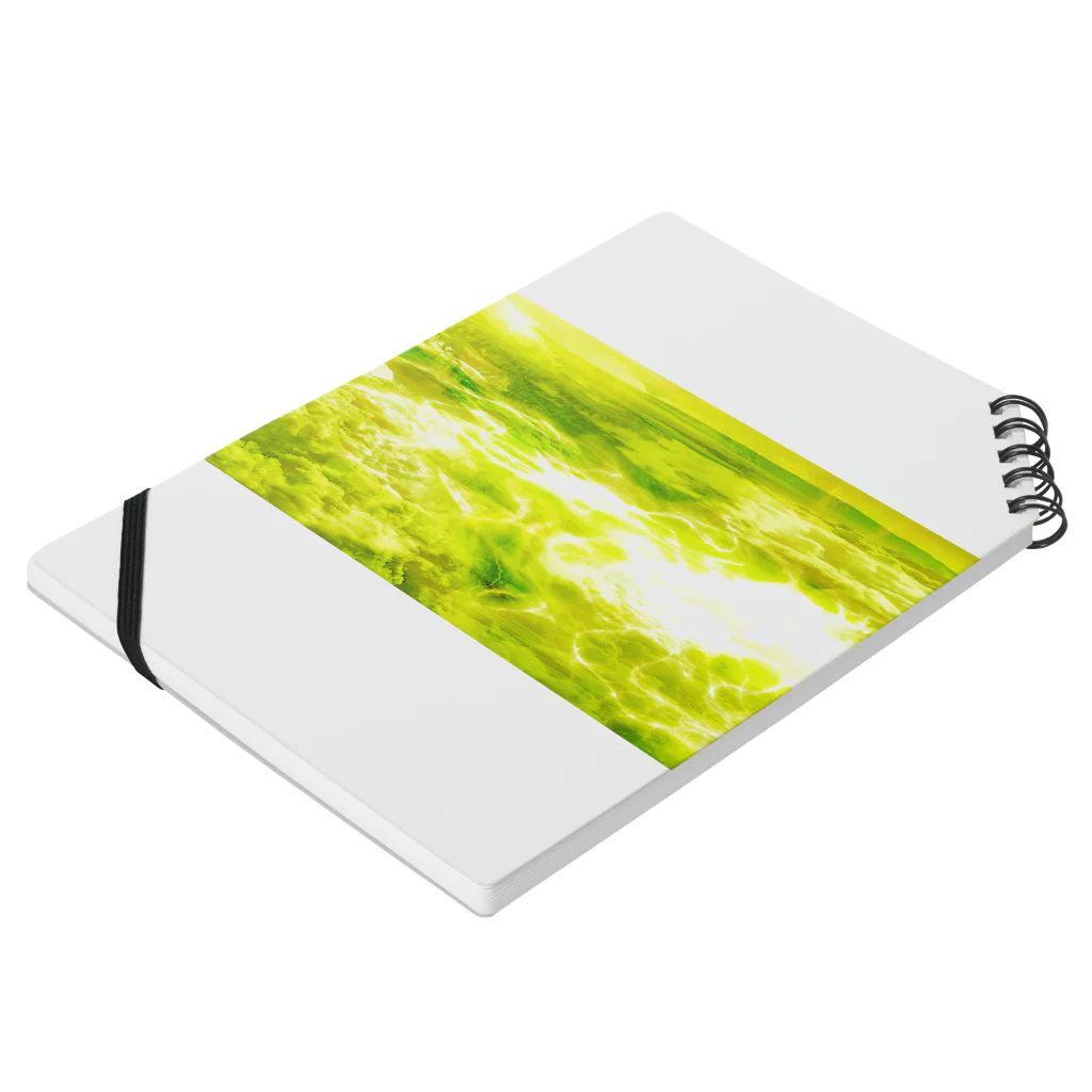 MayaWorldの「宇宙の水面」黄緑1-2 Notebook :placed flat