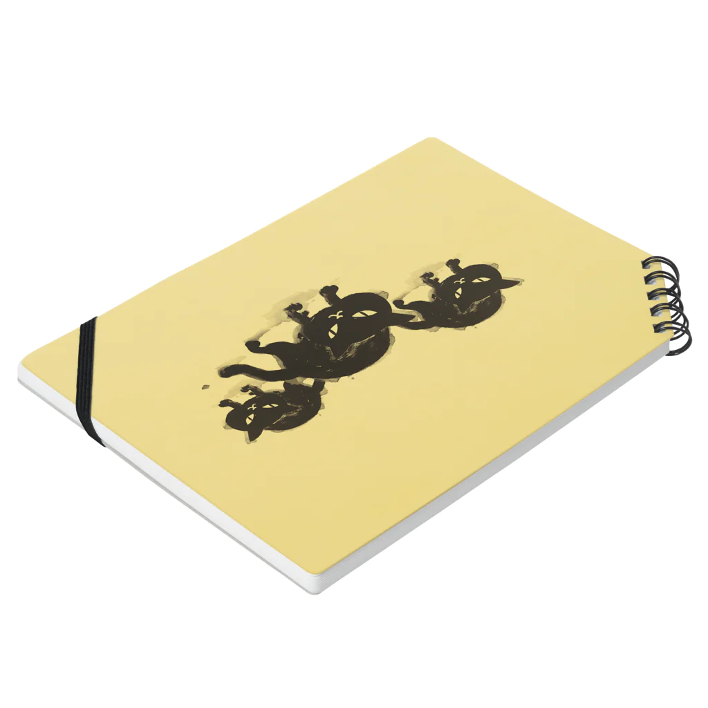 ひらいわまさとしの黒猫ちゃん（黄色バック） Notebook :placed flat