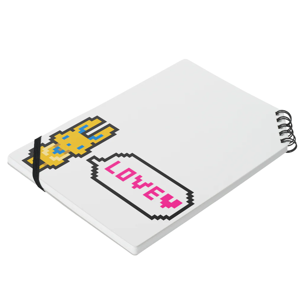 manaのドット絵風うさぎ「LOVE」 Notebook :placed flat