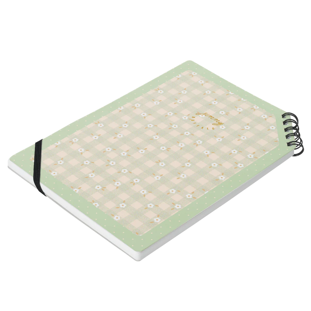 Jimmy BuffaloのJimmy Buffalo - Daisy Gingham ミント Notebook :placed flat