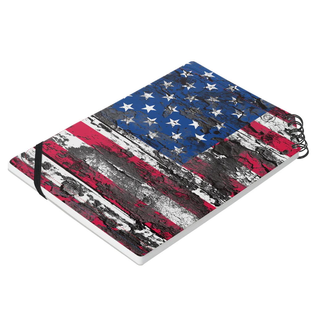 AQ-BECKのGRUNGE-flag_USA Notebook :placed flat