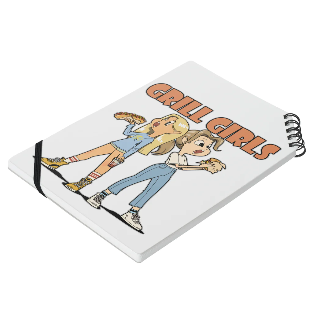 nidan-illustrationの"grill girls" Notebook :placed flat