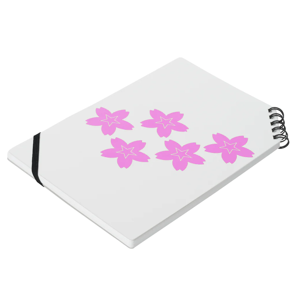 KOKI MIOTOMEの星桜紋（流れ星ピンク）　Star cherry blossom Crest (Shooting star pink）) Notebook :placed flat