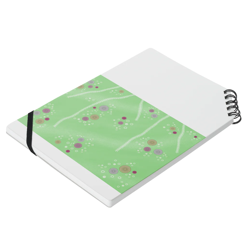 謎はないけど謎解き好きのお店の謎柄の和風グッズA（若緑） / Japanese style goods A inspired by escape room (Light green) Notebook :placed flat