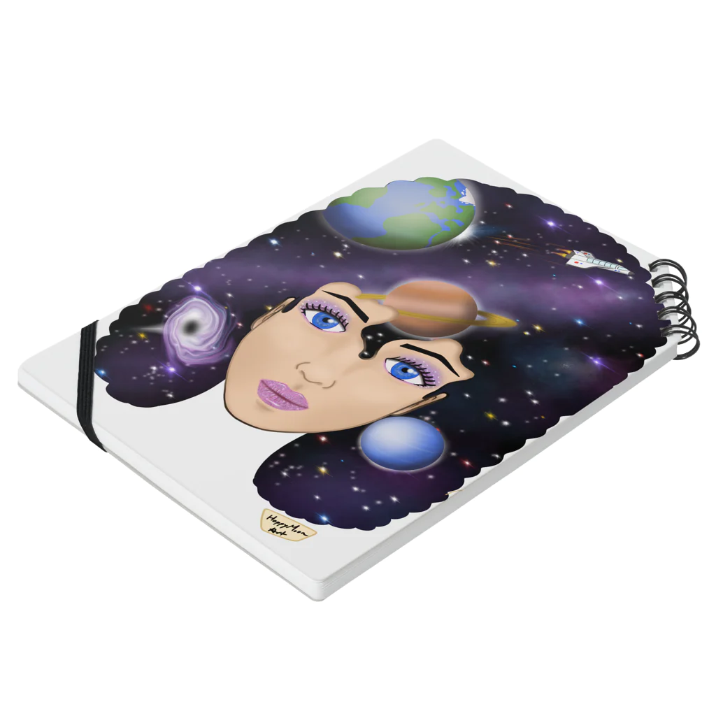 Happy Moon ArtのUniverse girl Notebook :placed flat