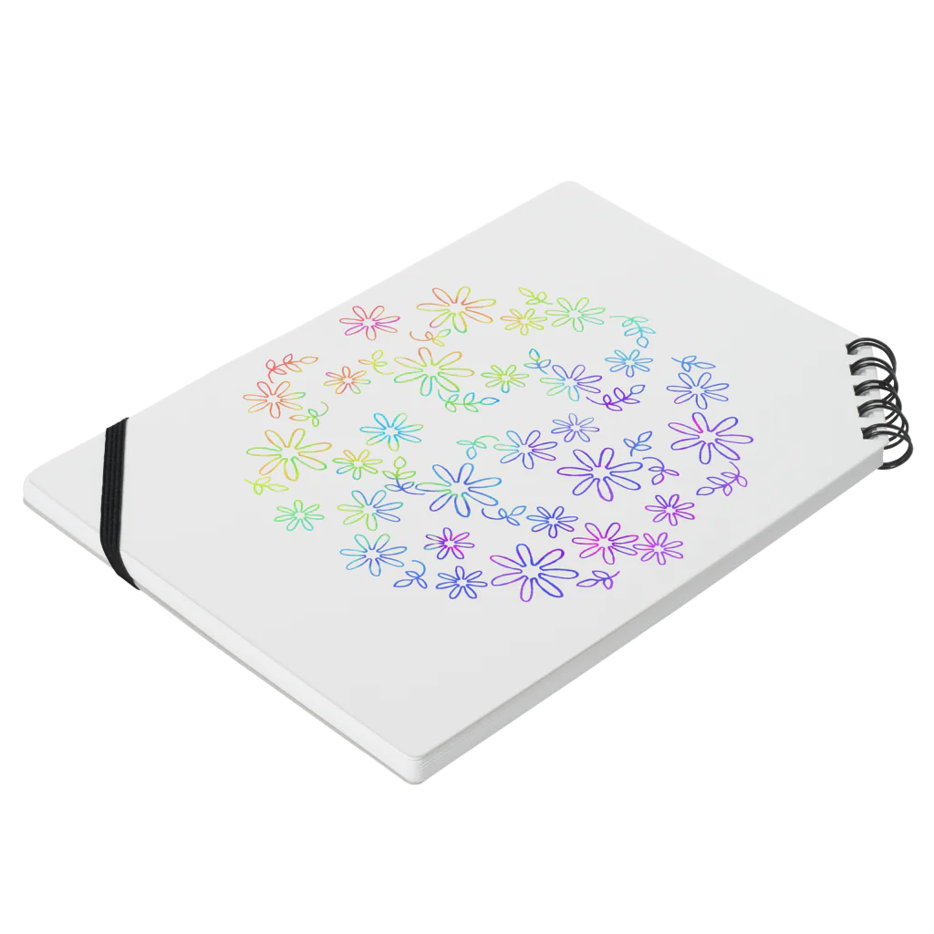 杠葉自由帳のColorful flower Notebook :placed flat