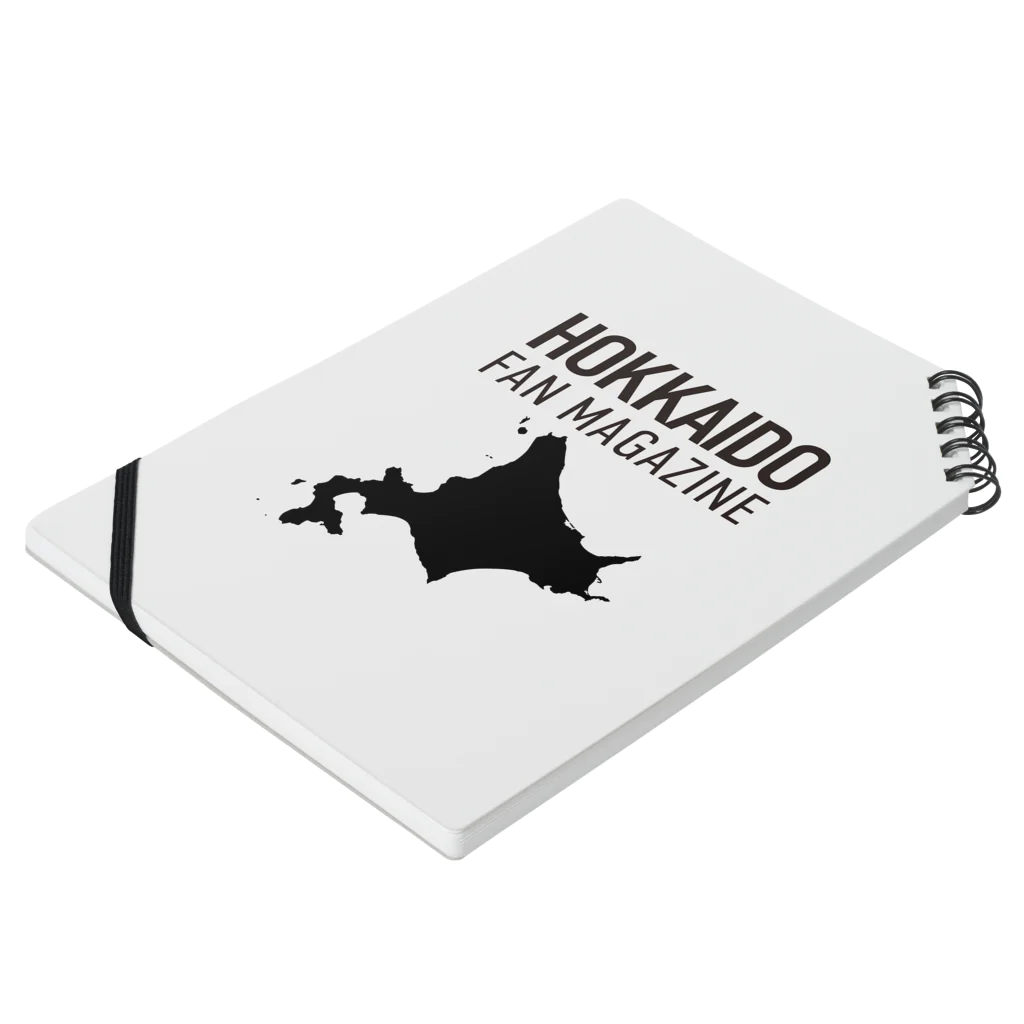 北海道ファンマガジン編集部の北海道ファンマガジン黒地図ロゴ Notebook :placed flat