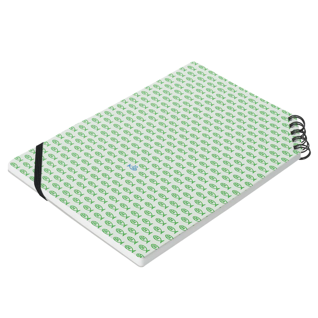 ヨープキャンが気になったの魚玉模様 グリーン Notebook :placed flat