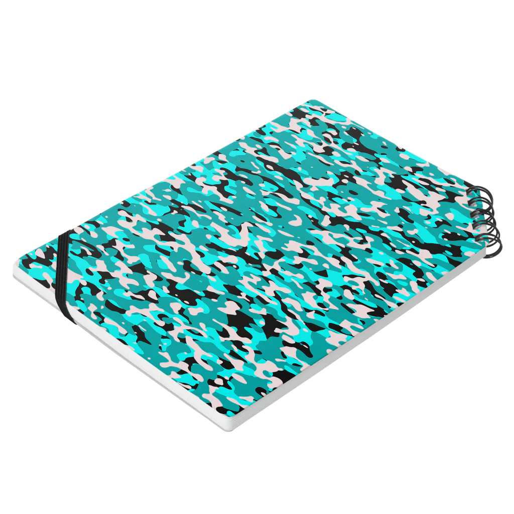 Military Casual LittleJoke のCasualCamo TurquoiseBlue カジュアル迷彩 水色 Notebook :placed flat