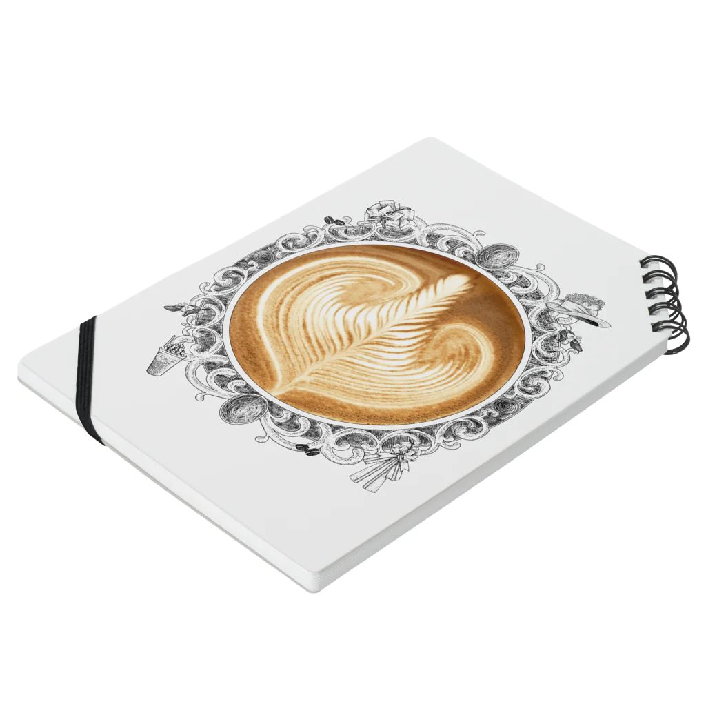 Prism coffee beanの【Lady's sweet coffee】ラテアート エレガンスリーフ / With accessories Notebook :placed flat