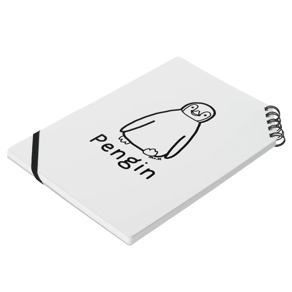 MrKShirtsのPengin (ペンギン) 黒デザイン ノートの平置き