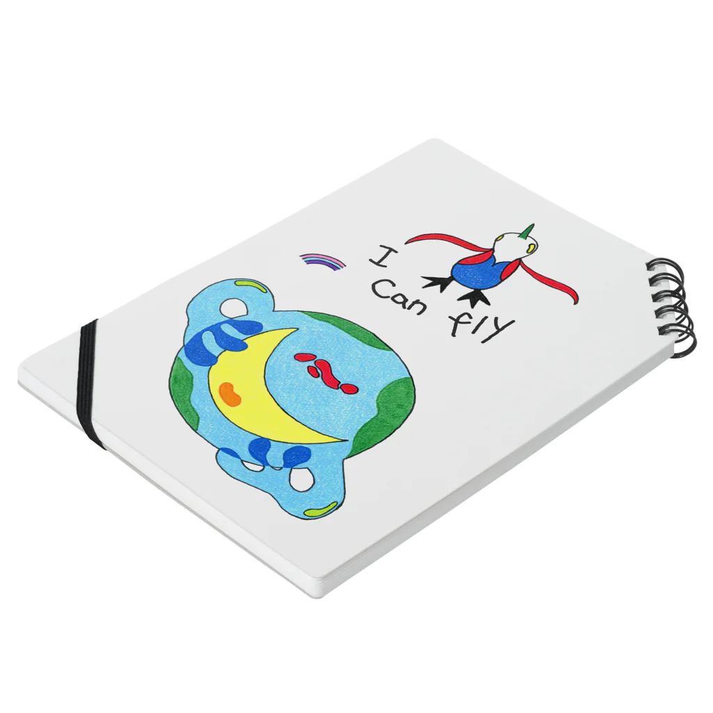 空、翔ブ、ペンギン。の「I can fly 地球」ノート Notebook :placed flat