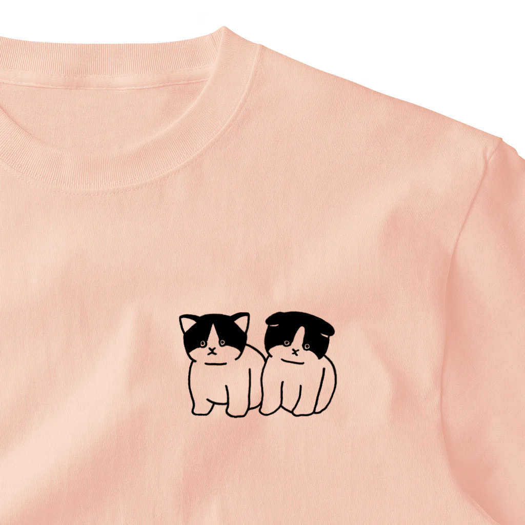 とつこまのお店屋さんの虚無猫の双子（線画） One Point T-Shirt