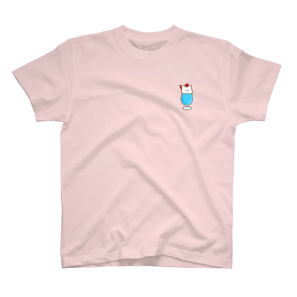 YuruiStyleのネコリームソーダ（ラムネ） ワンポイントTシャツ