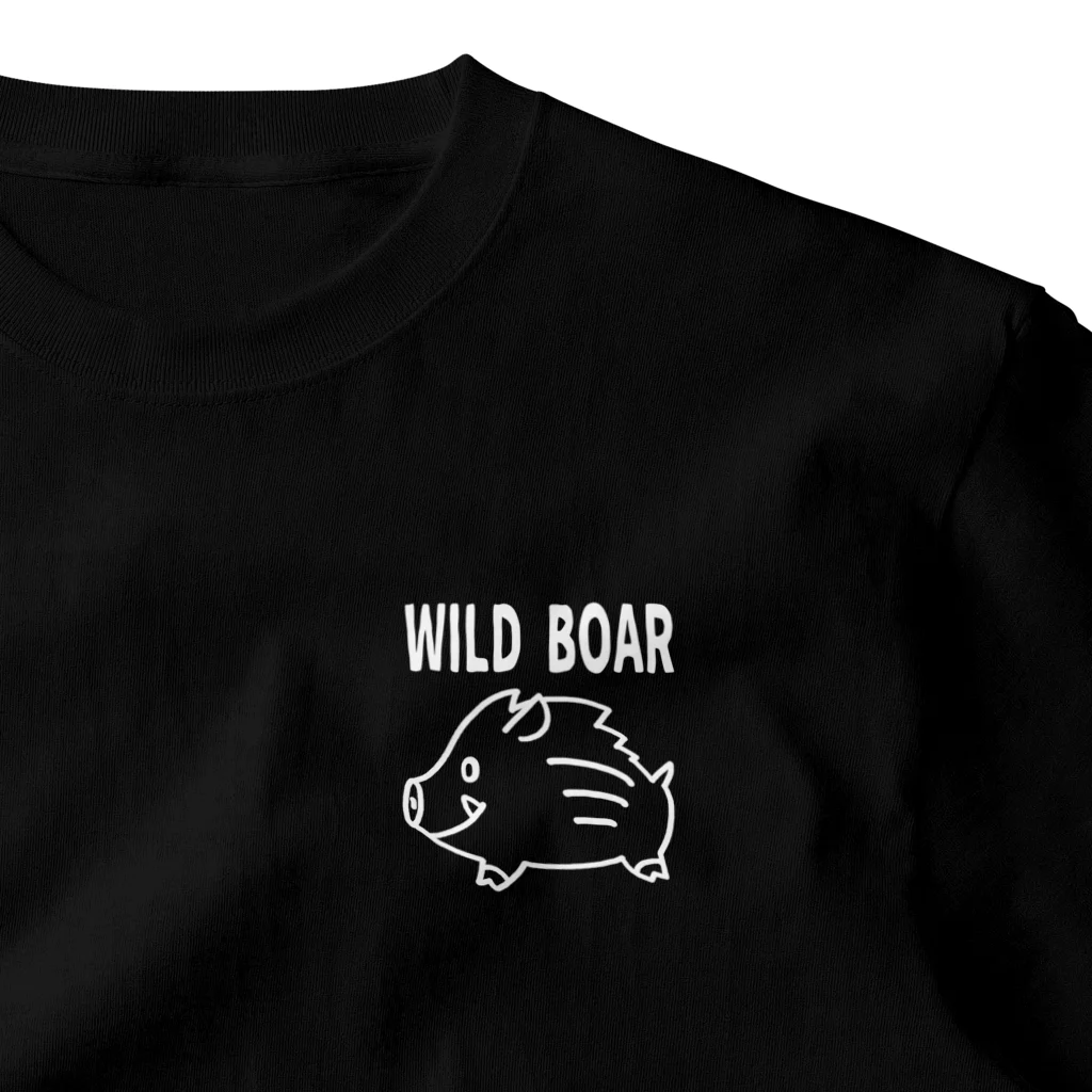 イノシシライフ INOsisiLIFEの「WILD BOAR」白線 ワンポイントTシャツ