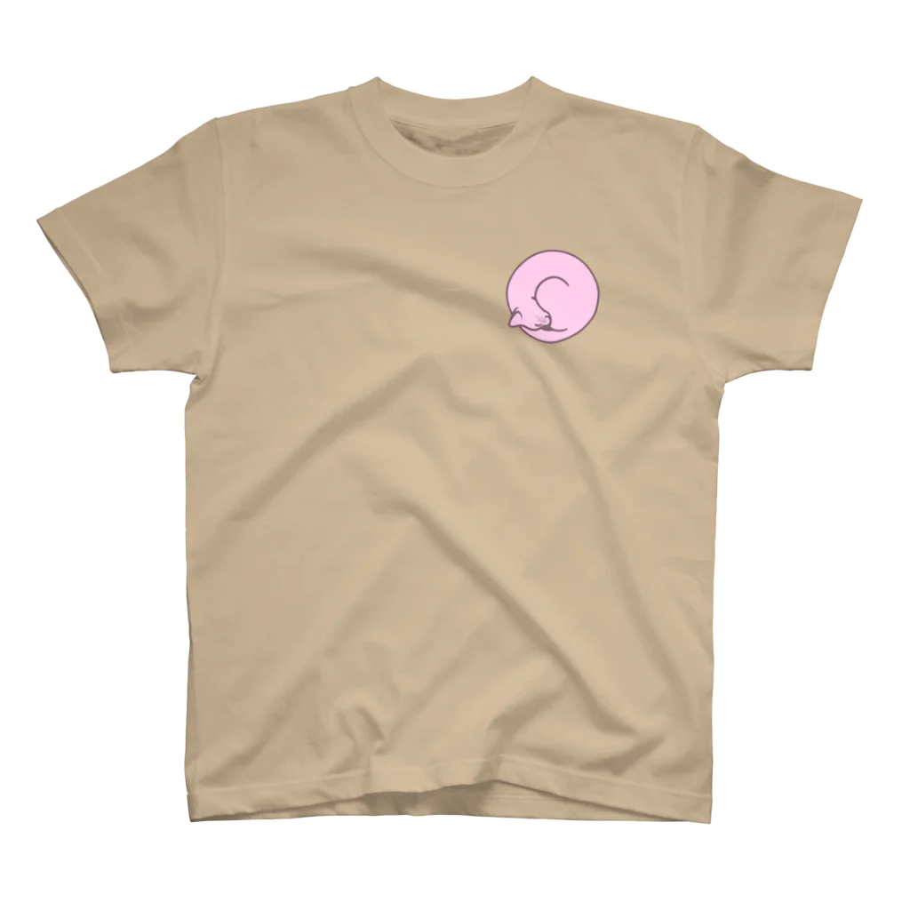 Charamaru Marketの丸猫（ピンク） ワンポイントTシャツ