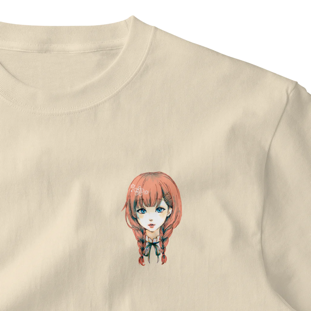 🐶シュナといろいろ🎨の三つ編み女の子 One Point T-Shirt