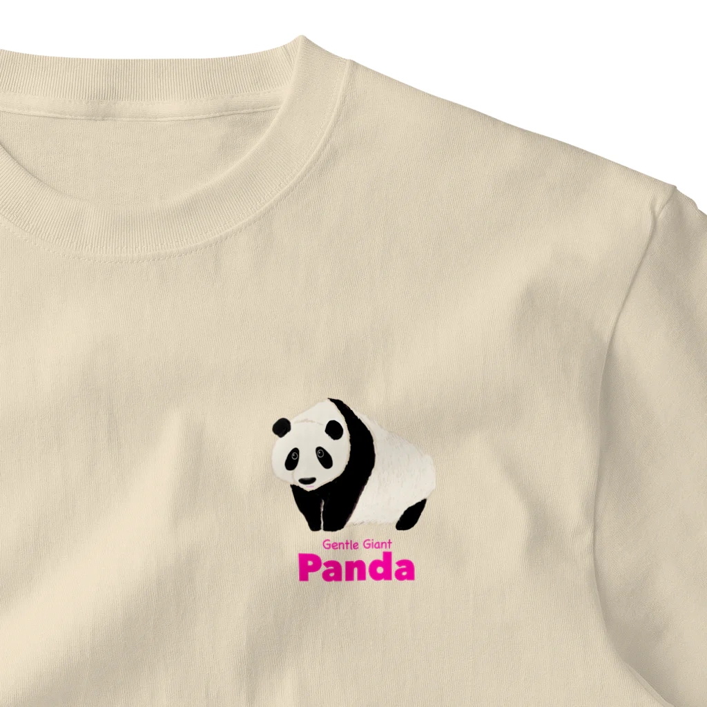 あくび猫  Yawning CatのGentle Giant Panda やさしいジャイアントパンダ One Point T-Shirt