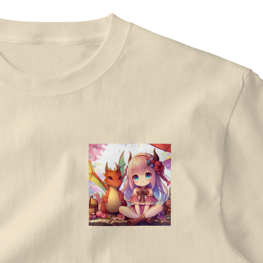 ピクセルパレットのドラゴンと可愛い女の子2 One Point T-Shirt