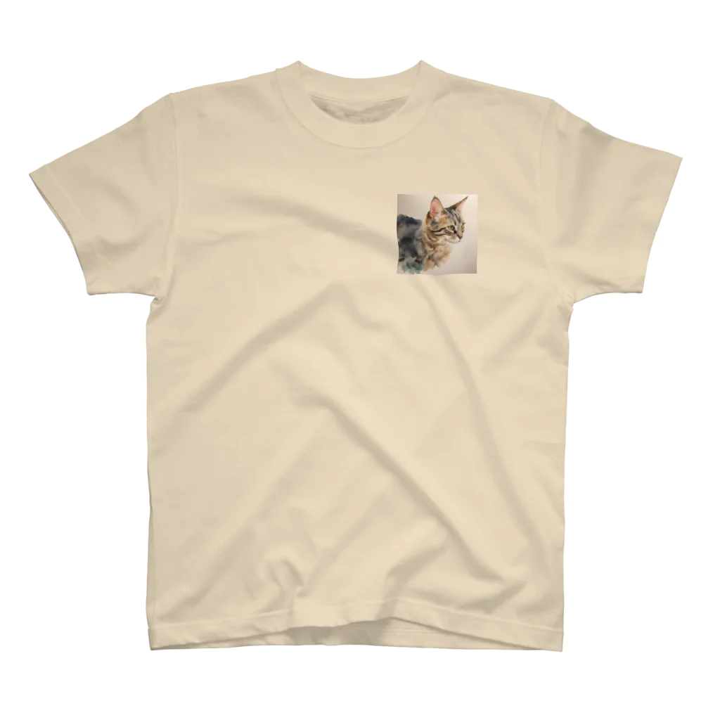 OkometoOmochiの横向き猫 One Point T-Shirt