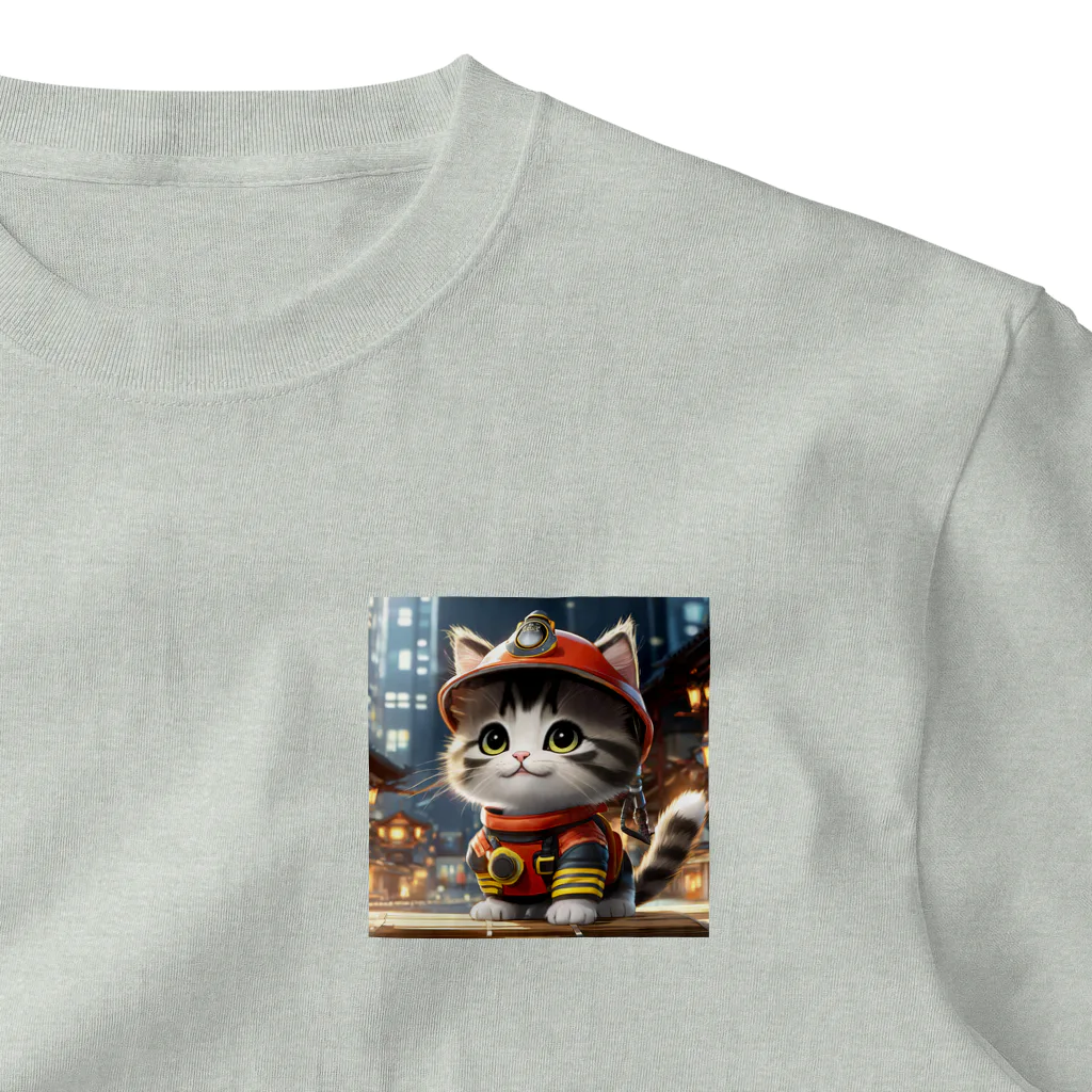 ねこねこねこんの猫が消防士 One Point T-Shirt