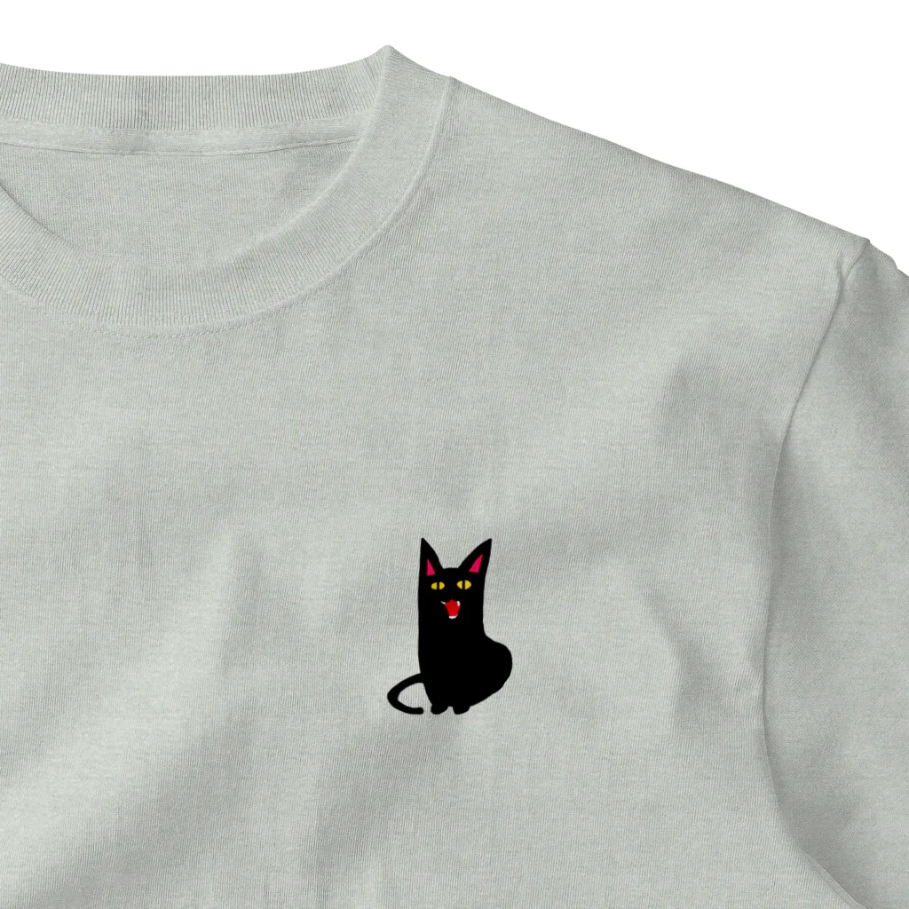 Rikutou Iura 【井浦六灯】のくろねこトトはうらぎらない　ニャー！ ワンポイントTシャツ