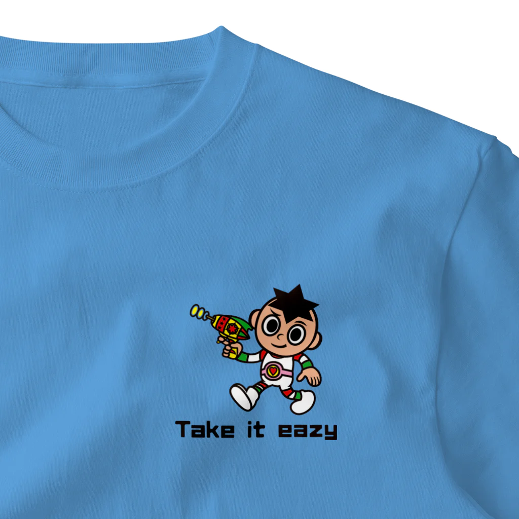 tomatokidfactoryのTake it eazy 気楽にいこうよ〜Tシャツ(スペースガンバージョン) ワンポイントTシャツ