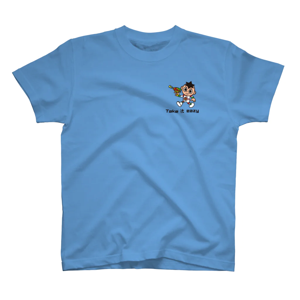 tomatokidfactoryのTake it eazy 気楽にいこうよ〜Tシャツ(スペースガンバージョン) ワンポイントTシャツ
